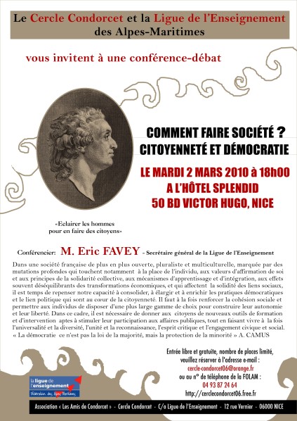 Conférence à Nice . Mardi 2 mars