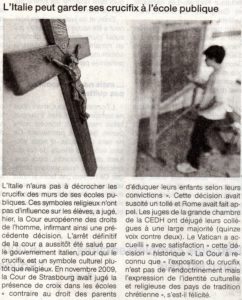 Les crucifix dans les écoles italiennes...
