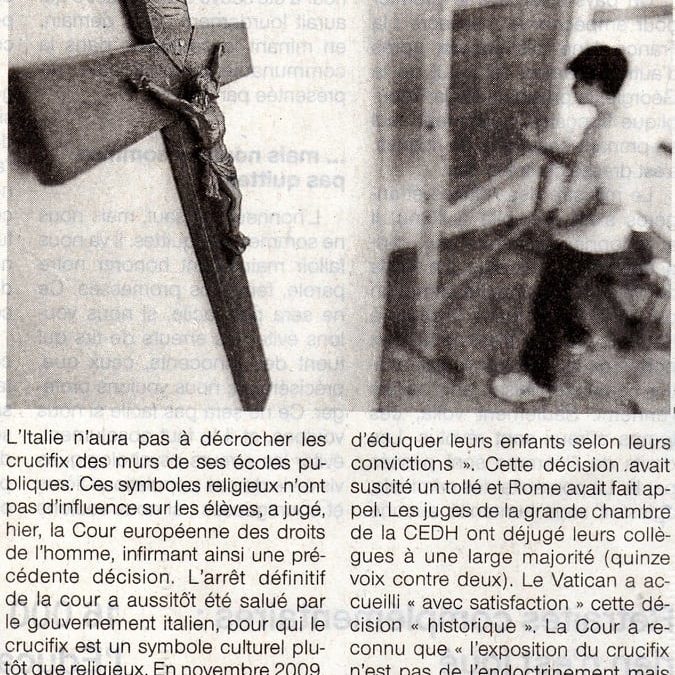 Les crucifix dans les écoles italiennes…