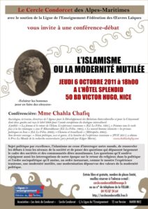 Conférence à Nice le 6 octobre