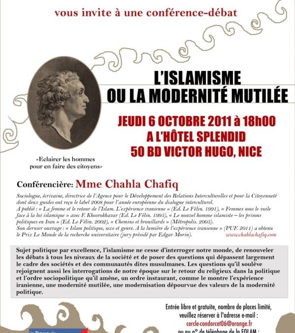 Conférence à Nice le 6 octobre