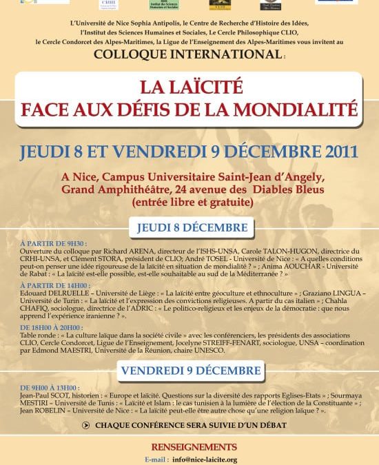 Colloque international à Nice les 8 et 9 décembre