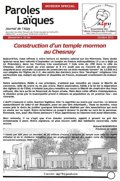 Construction d’un temple mormon au Chesnay