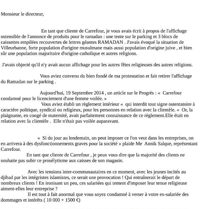 Lettre d’une enseignante