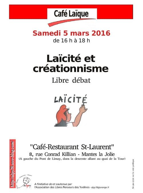 Café laïque à Mantes la Jolie le 5 mars 2016