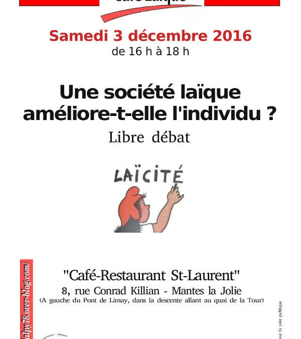 Café Laïque le 3 décembre à Mantes la Jolie