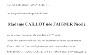 Disparition d'une grande militante de la Libre Pensée